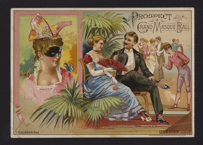 Wielki bal maskowy Prospect Association w Academy of Music, Tammany Hall i Nilsson Hall w Nowym Jorku (chromolitho) autorstwa American School