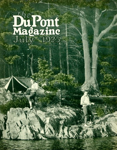 Pyralin idzie na ryby, przednia okładka magazynu DuPont, lipiec 1923 autorstwa American School