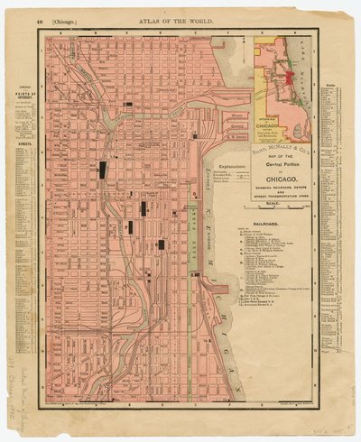 Mapa centralnej części Chicago, Illinois firmy Rand McNally  Company autorstwa American School
