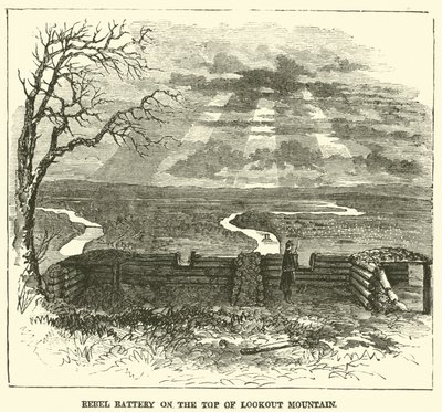Bateria Rebelii na szczycie góry Lookout, listopad 1863 r. autorstwa American School