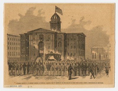 Przyjęcie w sądzie podczas pogrzebu Abrahama Lincolna, Chicago, Illinois autorstwa American School