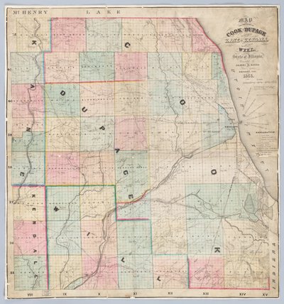 Mapa Rees hrabstw Cook i DuPage autorstwa American School