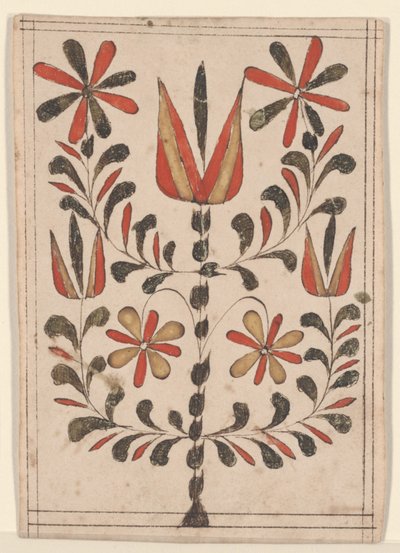 Nagroda za zasługi (Belohnung), Fraktur Painting (pióro i atrament z toaletą na papierze) autorstwa American School