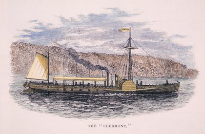 Parowiec Roberta Fultona (1765-1815) „Clermont” na rzece Hudson, Nowy Jork autorstwa American School