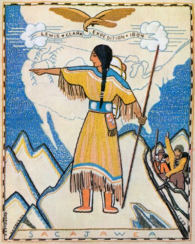 Sacajawea na ekspedycji Lewisa i Clarka autorstwa American School