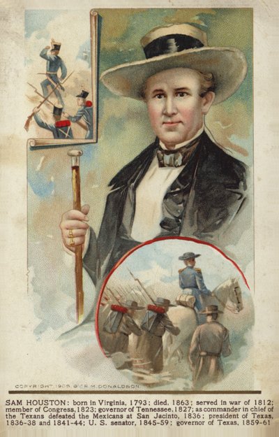 Sam Houston (kolorowa litografia) autorstwa American School