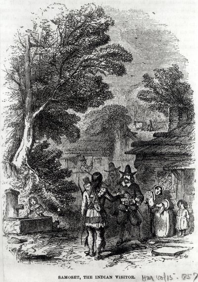 Samoset, indyjski gość, z „Miesięcznika Harpera”, 1857 autorstwa American School