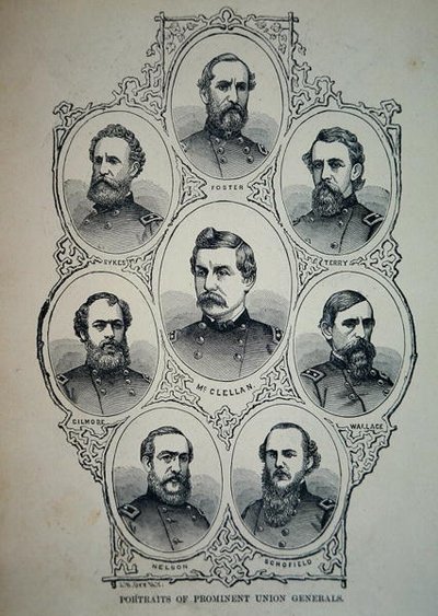 Siedem portretów wybitnych generałów armii Unii (lito) autorstwa American School
