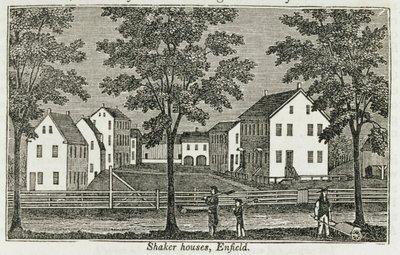 Domy Shaker w Enfield, z „Zbiorów historycznych Connecticut”, Johna Warnera Barbera, 1856 autorstwa American School