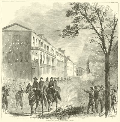 Armia Shermana wkraczająca do Kolumbii w Południowej Karolinie, luty 1865 r. autorstwa American School