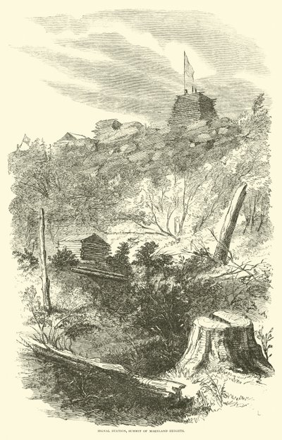 Stacja sygnalizacyjna, szczyt Maryland Heights, wrzesień 1862 autorstwa American School
