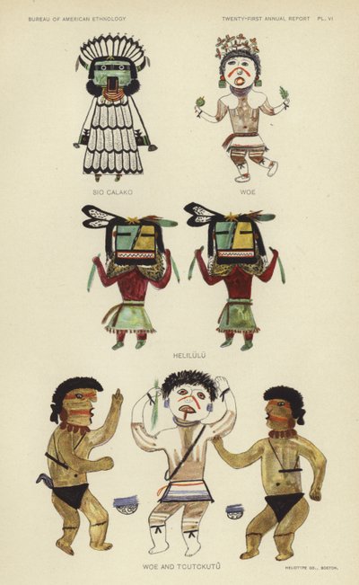 Sio Calako, Woe, Helilulu, Woe i Tcutckutu (kolorowa litografia) autorstwa American School