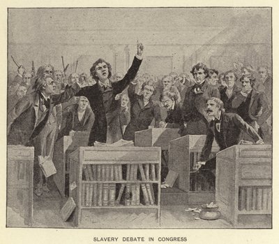 Debata na temat niewolnictwa w Kongresie (litografia) autorstwa American School