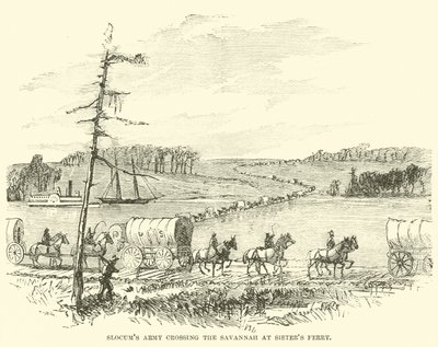 Armia Slocums przekraczająca Savannah w Sisters Ferry, styczeń 1865 autorstwa American School