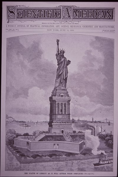 Statua Wolności „tak, jak pojawi się po ukończeniu” na okładce Scientific American autorstwa American School