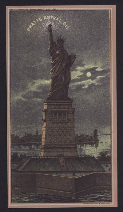 Statua Wolności nocą, olej astralny Pratts autorstwa American School