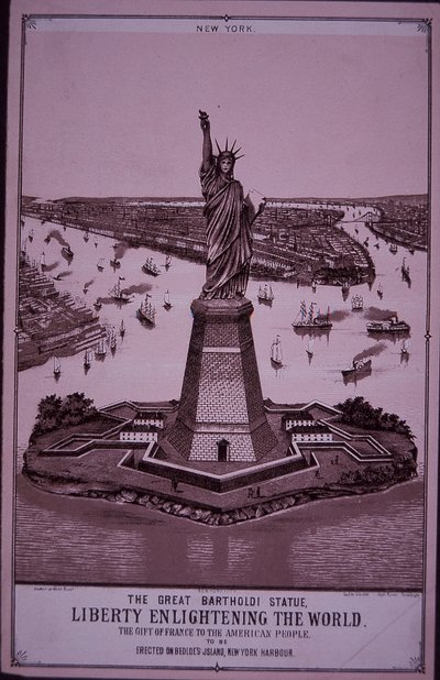 Statua Wolności „do wzniesienia na Bedloe’s Island”, odbitka z 1885 r. (rycina) autorstwa American School