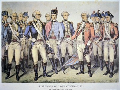 Kapitulacja Lorda Cornwallisa w Yorktown w stanie Wirginia autorstwa American School