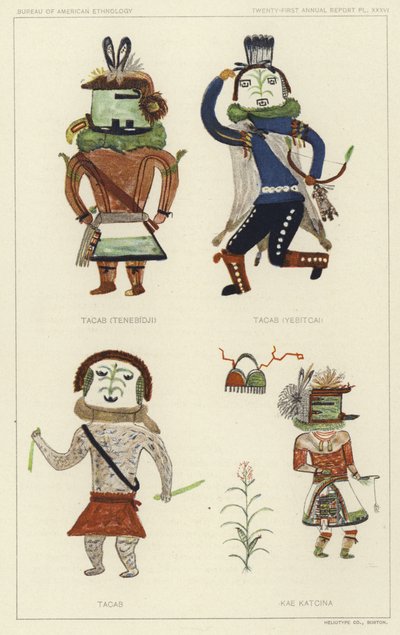 Tacab (Tenebidji), Tacas (Yebitcai), Tacab, Kae Katcina (kolorowa litografia) autorstwa American School