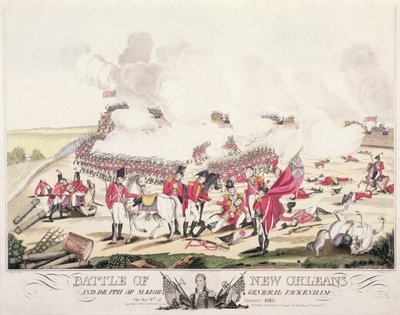 Bitwa o Nowy Orlean i śmierć generała majora Packenhama, 8 stycznia 1815 r. autorstwa American School