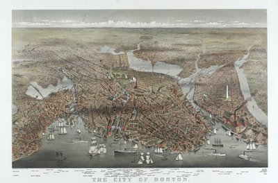 The City of Boston, pub. 1873 (kolorowa litografia) autorstwa American School