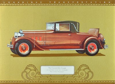 The Convertible Coupe, A Custom Eight by Packard, wyd. 1930 (kolorowa litografia) autorstwa American School