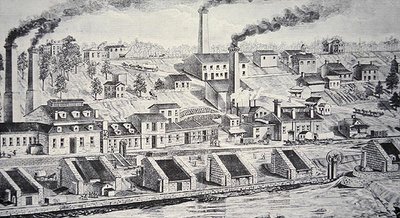 Prochownia Du Pont, nad rzeką Brandywine (grawerowanie liniowe) autorstwa American School