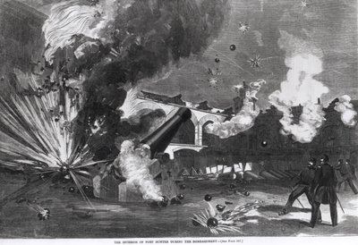 Wnętrze Fortu Sumter podczas bombardowania, 12 kwietnia 1861 r., z "Harper