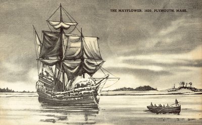 Statek Mayflower w Plymouth, Massachusetts autorstwa American School