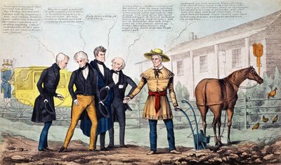 The North Bend Farmer and His Visitors, karykatura opublikowana przez H.R. Robinsona, c.1840-42 autorstwa American School