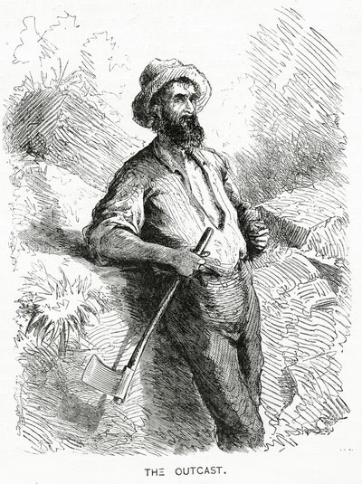 The Outcast, ilustracja do opowiadania fabularnego, A Community of Outcasts, z Appletons Journal, 23 marca 1872 autorstwa American School
