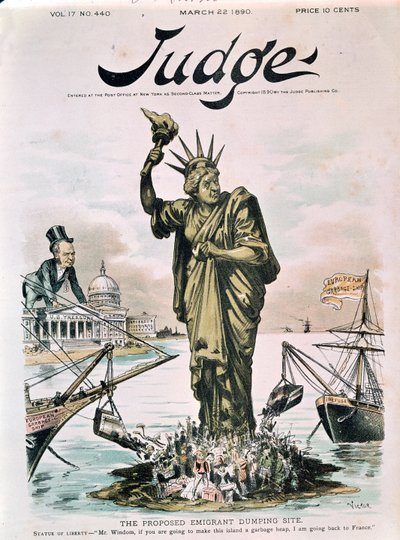 Proponowane miejsce zatopienia emigrantów, przednia okładka sędziego, 22 marca 1890 r. autorstwa American School