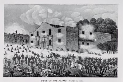 Oblężenie Alamo, 6 marca 1836, z „Teksas, uosobienie historii Teksasu, 1897”, Williama H. Brookera autorstwa American School
