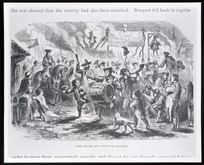 The Stamp Act Riots at Boston, 25 sierpnia 1765, z „Historii młodzieży Stanów Zjednoczonych” autorstwa Ellisa autorstwa American School