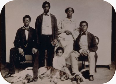 Scena weselna, ok. 1860 r. (blaszana półpłytowa, ręcznie kolorowana, w skórzanym etui) autorstwa American School