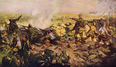 Niezłomni Kanadyjczycy w słynnej bitwie pod Ypres (kolorowa litografia) autorstwa American School