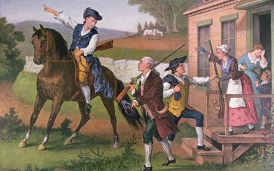 Ramię „minutowych ludzi” do akcji przeciwko Brytyjczykom, pub. przez Currier i Ives autorstwa American School