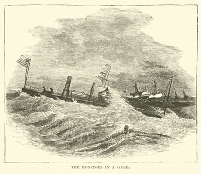 Monitory podczas wichury, grudzień 1864 autorstwa American School