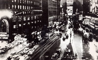 Times Square w nocy, Nowy Jork, ok. 1930 (po zdjęciu) autorstwa American School