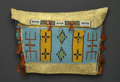 Torba Tipi, z regionu równin, ok. 1860-1900 (skóra, koralik, metal i włosie końskie) autorstwa American School