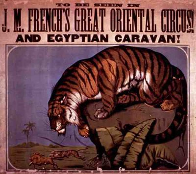 „Do zobaczenia w wielkim orientalnym cyrku i egipskiej karawanie J.M. Frencha” (kolor lito) autorstwa American School