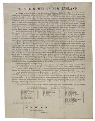 Do kobiet Nowej Anglii (list okólny), ok. 1862-1865 autorstwa American School