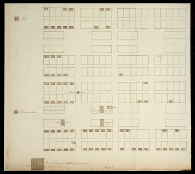 Plan miasta Savannah, c.1733 (pióro i atrament na papierze) autorstwa American School