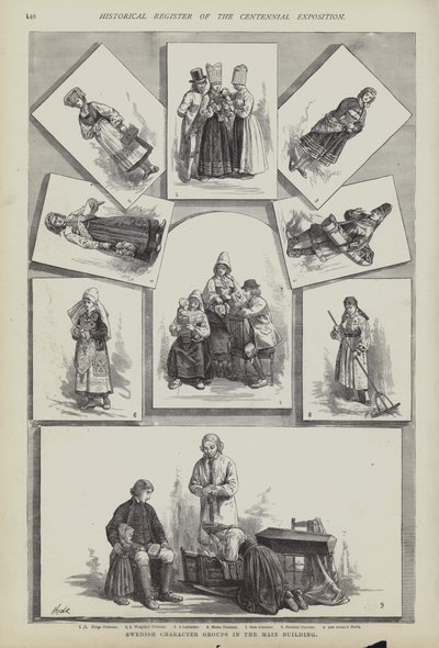 Tradycyjne szwedzkie stroje, Wystawa Stulecia, Filadelfia, Pensylwania, USA autorstwa American School