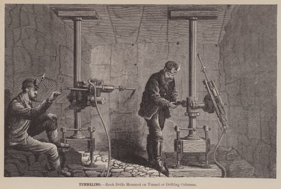 Tunelowanie, wiertła do skał montowane na tunelu lub dryfujących kolumnach (grawerowanie) autorstwa American School