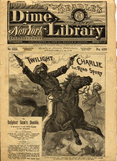 Twilight Charlie, przednia okładka Beadles New York Dime Novel, 1888 autorstwa American School