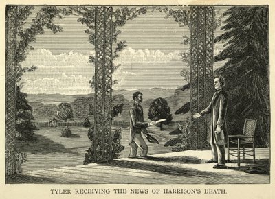 Tyler odbiera wiadomość o śmierci Harrisona, pub.1888 (rycina) autorstwa American School