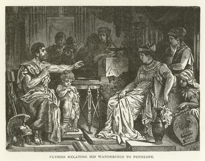 Ulisses opowiadający o swoich wędrówkach Penelope autorstwa American School