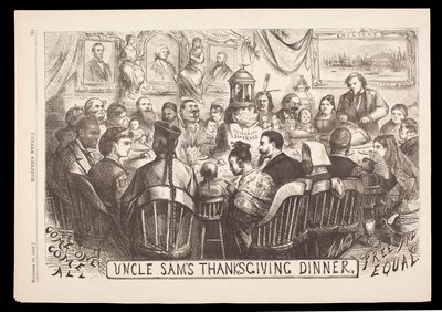 Grawerunek „Uncle Sam’s Thanksgiving Dinner” autorstwa Thomasa Nasta, Harper’s Weekly, 20 listopada autorstwa American School