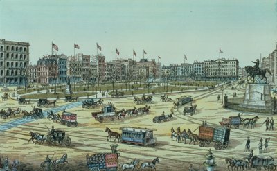 Union Square i Fourteenth Street do Seventeenth Street, z serii 48 widoków Nowego Jorku i okolic, wyd. przez Charlesa Magnusa autorstwa American School